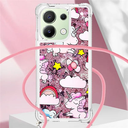 YB Quicksand Series-5 for Xiaomi Redmi Note 13 4G TPU Case Flowing Glittery Powder Phone Cover with Lanyard