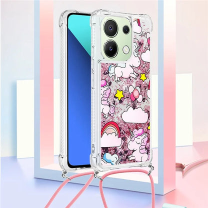 YB Quicksand Series-5 for Xiaomi Redmi Note 13 4G TPU Case Flowing Glittery Powder Phone Cover with Lanyard