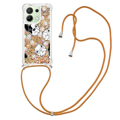 YB Quicksand Series-5 for Xiaomi Redmi Note 13 4G TPU Case Flowing Glittery Powder Phone Cover with Lanyard
