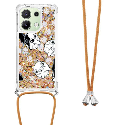 YB Quicksand Series-5 for Xiaomi Redmi Note 13 4G TPU Case Flowing Glittery Powder Phone Cover with Lanyard