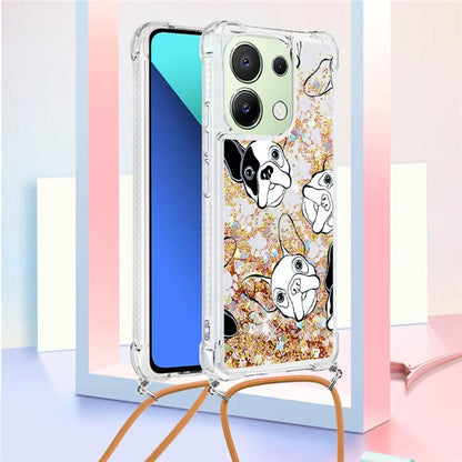 YB Quicksand Series-5 for Xiaomi Redmi Note 13 4G TPU Case Flowing Glittery Powder Phone Cover with Lanyard