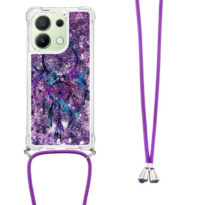 YB Quicksand Series-5 for Xiaomi Redmi Note 13 4G TPU Case Flowing Glittery Powder Phone Cover with Lanyard