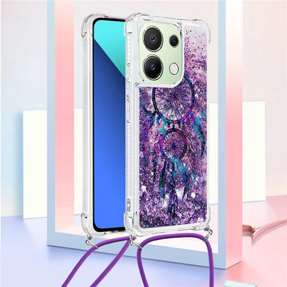 YB Quicksand Series-5 for Xiaomi Redmi Note 13 4G TPU Case Flowing Glittery Powder Phone Cover with Lanyard