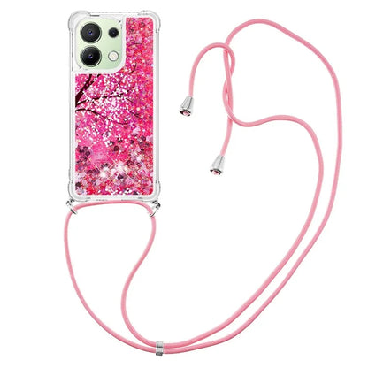 YB Quicksand Series-5 for Xiaomi Redmi Note 13 4G TPU Case Flowing Glittery Powder Phone Cover with Lanyard