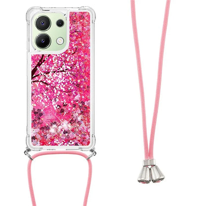 YB Quicksand Series-5 for Xiaomi Redmi Note 13 4G TPU Case Flowing Glittery Powder Phone Cover with Lanyard