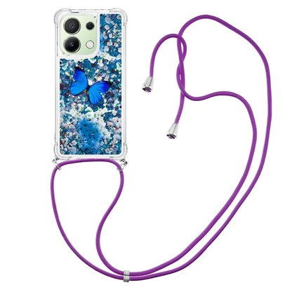 YB Quicksand Series-5 for Xiaomi Redmi Note 13 4G TPU Case Flowing Glittery Powder Phone Cover with Lanyard