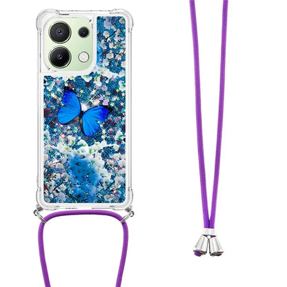 YB Quicksand Series-5 for Xiaomi Redmi Note 13 4G TPU Case Flowing Glittery Powder Phone Cover with Lanyard