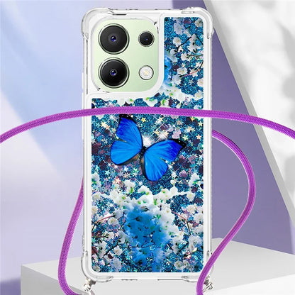 YB Quicksand Series-5 for Xiaomi Redmi Note 13 4G TPU Case Flowing Glittery Powder Phone Cover with Lanyard