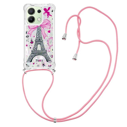 YB Quicksand Series-5 for Xiaomi Redmi Note 13 4G TPU Case Flowing Glittery Powder Phone Cover with Lanyard