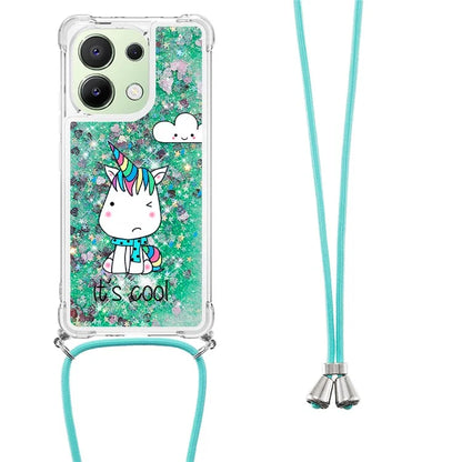 YB Quicksand Series-5 for Xiaomi Redmi Note 13 4G TPU Case Flowing Glittery Powder Phone Cover with Lanyard