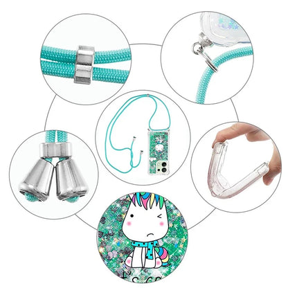 YB Quicksand Series-5 for Xiaomi Redmi Note 13 4G TPU Case Flowing Glittery Powder Phone Cover with Lanyard