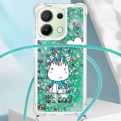 YB Quicksand Series-5 for Xiaomi Redmi Note 13 4G TPU Case Flowing Glittery Powder Phone Cover with Lanyard