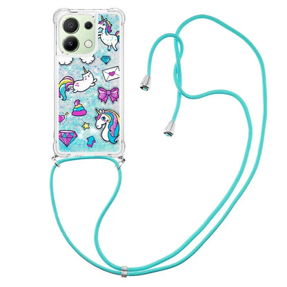 YB Quicksand Series-5 for Xiaomi Redmi Note 13 4G TPU Case Flowing Glittery Powder Phone Cover with Lanyard