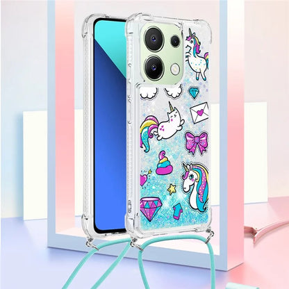 YB Quicksand Series-5 for Xiaomi Redmi Note 13 4G TPU Case Flowing Glittery Powder Phone Cover with Lanyard