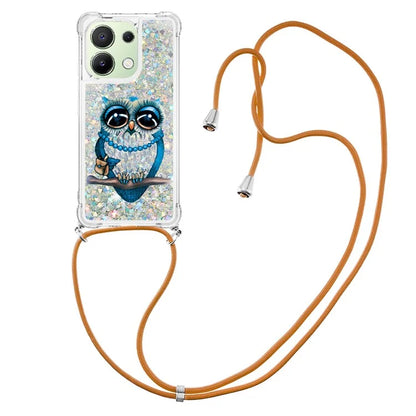 YB Quicksand Series-5 for Xiaomi Redmi Note 13 4G TPU Case Flowing Glittery Powder Phone Cover with Lanyard