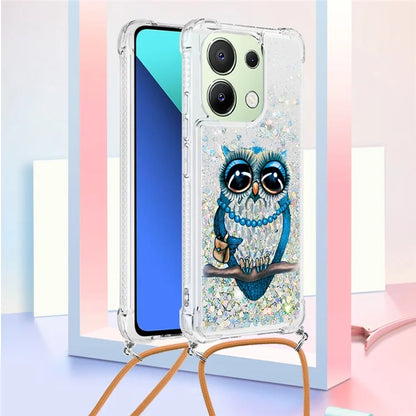 YB Quicksand Series-5 for Xiaomi Redmi Note 13 4G TPU Case Flowing Glittery Powder Phone Cover with Lanyard