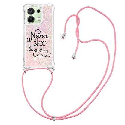 YB Quicksand Series-5 for Xiaomi Redmi Note 13 4G TPU Case Flowing Glittery Powder Phone Cover with Lanyard