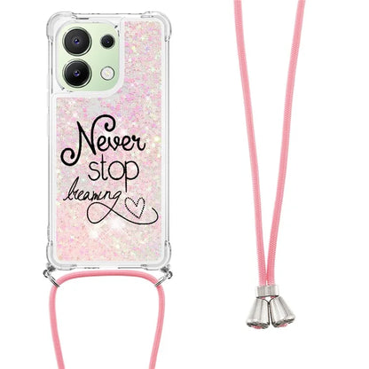 YB Quicksand Series-5 for Xiaomi Redmi Note 13 4G TPU Case Flowing Glittery Powder Phone Cover with Lanyard
