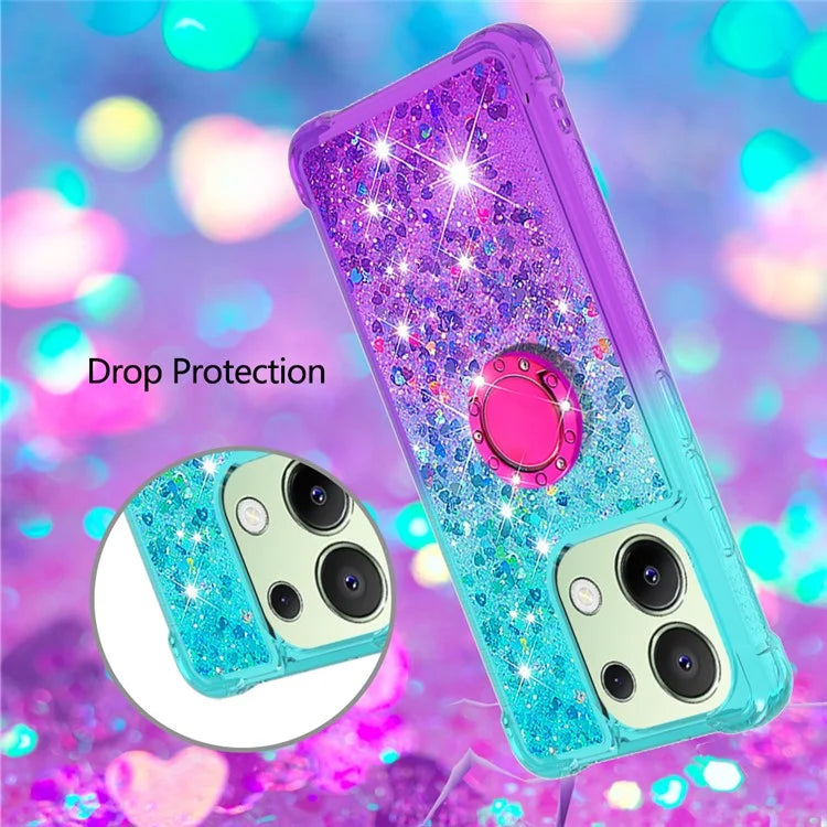 YB Quicksand Series-8 for Xiaomi Redmi Note 13 4G Case Bling Glitter Kickstand TPU Cover