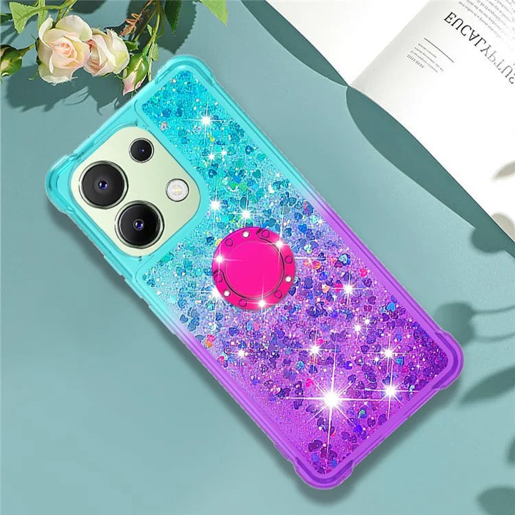 YB Quicksand Series-8 for Xiaomi Redmi Note 13 4G Case Bling Glitter Kickstand TPU Cover