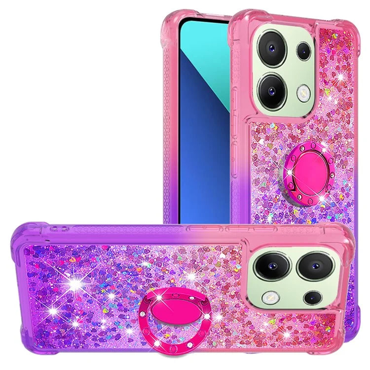 YB Quicksand Series-8 for Xiaomi Redmi Note 13 4G Case Bling Glitter Kickstand TPU Cover