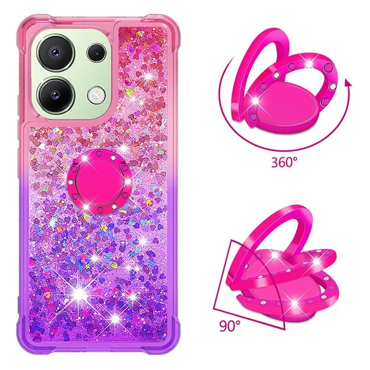 YB Quicksand Series-8 for Xiaomi Redmi Note 13 4G Case Bling Glitter Kickstand TPU Cover