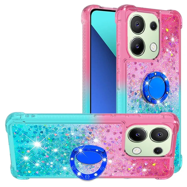 YB Quicksand Series-8 for Xiaomi Redmi Note 13 4G Case Bling Glitter Kickstand TPU Cover