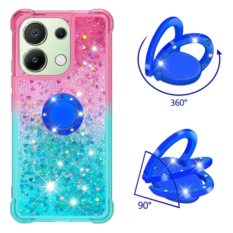 YB Quicksand Series-8 for Xiaomi Redmi Note 13 4G Case Bling Glitter Kickstand TPU Cover