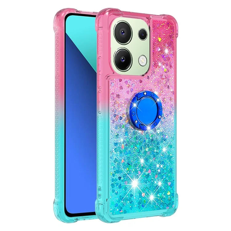 YB Quicksand Series-8 for Xiaomi Redmi Note 13 4G Case Bling Glitter Kickstand TPU Cover
