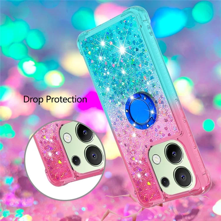 YB Quicksand Series-8 for Xiaomi Redmi Note 13 4G Case Bling Glitter Kickstand TPU Cover