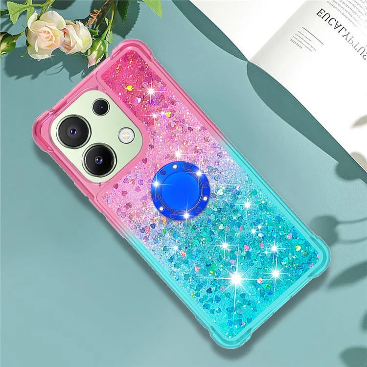 YB Quicksand Series-8 for Xiaomi Redmi Note 13 4G Case Bling Glitter Kickstand TPU Cover