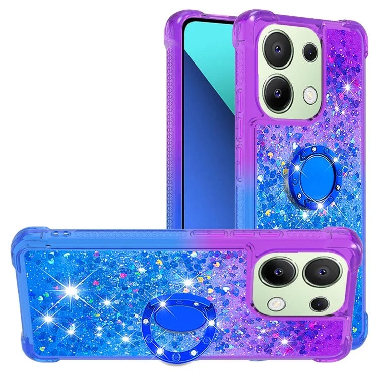 YB Quicksand Series-8 for Xiaomi Redmi Note 13 4G Case Bling Glitter Kickstand TPU Cover