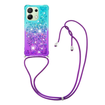YB Quicksand Series-6 for Xiaomi Redmi Note 13 4G Glitter Powder Phone Case TPU Phone Cover with Lanyard