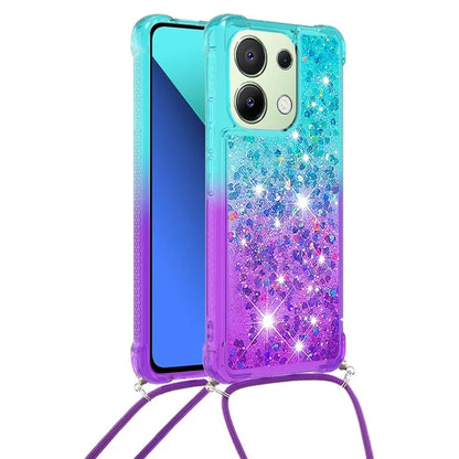 YB Quicksand Series-6 for Xiaomi Redmi Note 13 4G Glitter Powder Phone Case TPU Phone Cover with Lanyard