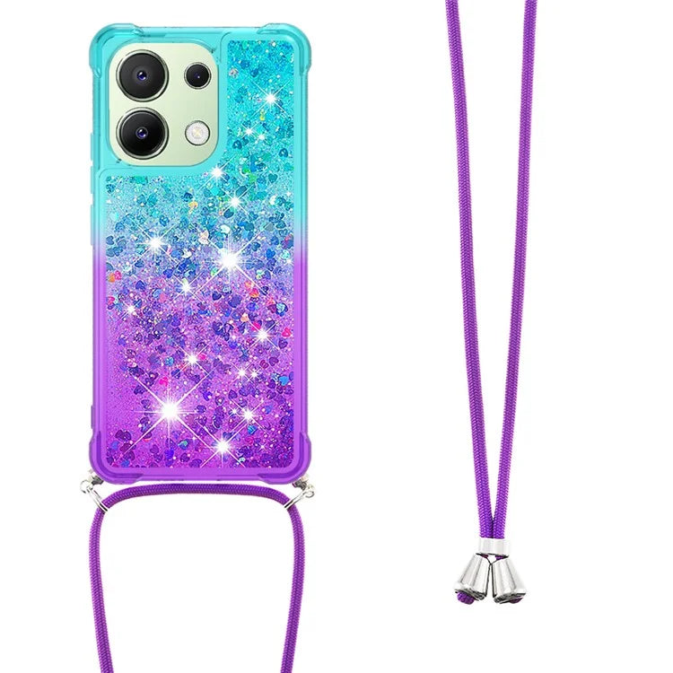 YB Quicksand Series-6 for Xiaomi Redmi Note 13 4G Glitter Powder Phone Case TPU Phone Cover with Lanyard