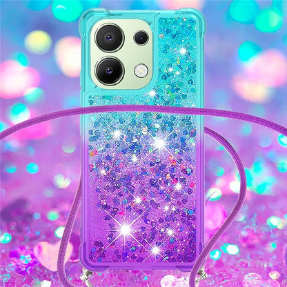 YB Quicksand Series-6 for Xiaomi Redmi Note 13 4G Glitter Powder Phone Case TPU Phone Cover with Lanyard