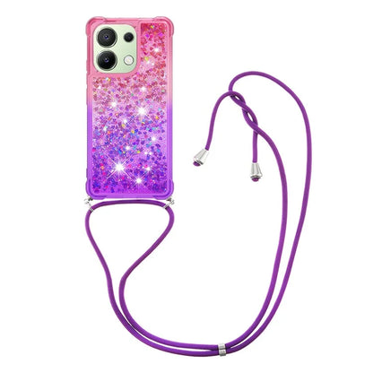 YB Quicksand Series-6 for Xiaomi Redmi Note 13 4G Glitter Powder Phone Case TPU Phone Cover with Lanyard