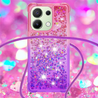 YB Quicksand Series-6 for Xiaomi Redmi Note 13 4G Glitter Powder Phone Case TPU Phone Cover with Lanyard