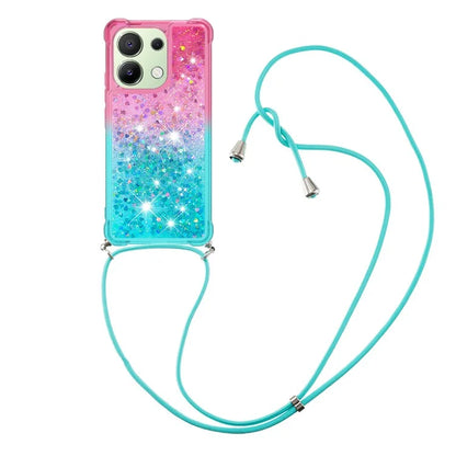 YB Quicksand Series-6 for Xiaomi Redmi Note 13 4G Glitter Powder Phone Case TPU Phone Cover with Lanyard