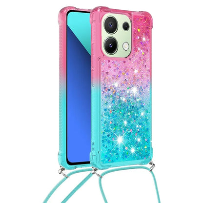 YB Quicksand Series-6 for Xiaomi Redmi Note 13 4G Glitter Powder Phone Case TPU Phone Cover with Lanyard
