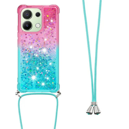 YB Quicksand Series-6 for Xiaomi Redmi Note 13 4G Glitter Powder Phone Case TPU Phone Cover with Lanyard