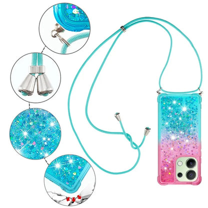 YB Quicksand Series-6 for Xiaomi Redmi Note 13 4G Glitter Powder Phone Case TPU Phone Cover with Lanyard