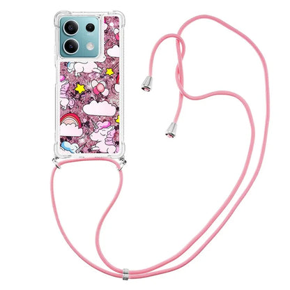 YB Quicksand Series-5 for Xiaomi Redmi Note 13 5G (Global) Slim-Fit TPU Case Pattern Phone Cover with Lanyard