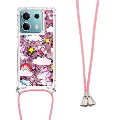 YB Quicksand Series-5 for Xiaomi Redmi Note 13 5G (Global) Slim-Fit TPU Case Pattern Phone Cover with Lanyard