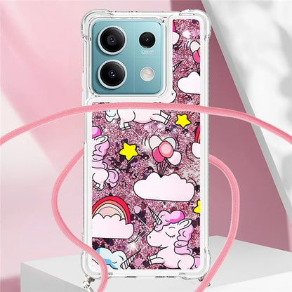 YB Quicksand Series-5 for Xiaomi Redmi Note 13 5G (Global) Slim-Fit TPU Case Pattern Phone Cover with Lanyard