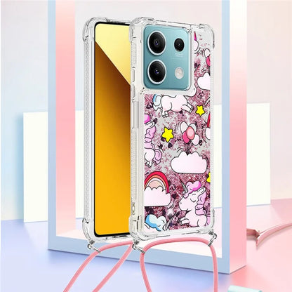 YB Quicksand Series-5 for Xiaomi Redmi Note 13 5G (Global) Slim-Fit TPU Case Pattern Phone Cover with Lanyard