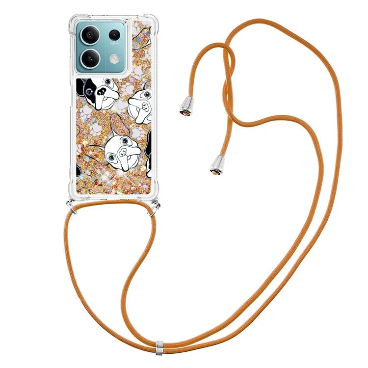 YB Quicksand Series-5 for Xiaomi Redmi Note 13 5G (Global) Slim-Fit TPU Case Pattern Phone Cover with Lanyard