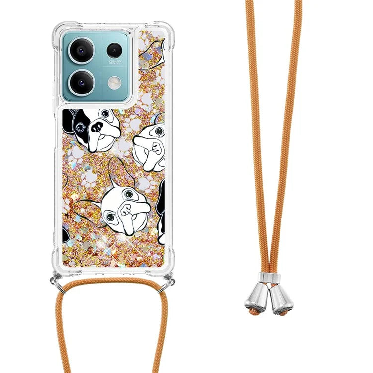 YB Quicksand Series-5 for Xiaomi Redmi Note 13 5G (Global) Slim-Fit TPU Case Pattern Phone Cover with Lanyard