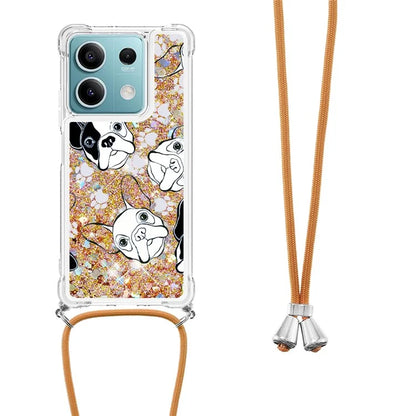 YB Quicksand Series-5 for Xiaomi Redmi Note 13 5G (Global) Slim-Fit TPU Case Pattern Phone Cover with Lanyard