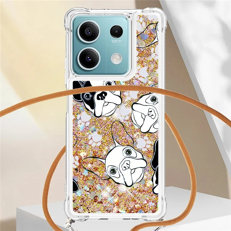 YB Quicksand Series-5 for Xiaomi Redmi Note 13 5G (Global) Slim-Fit TPU Case Pattern Phone Cover with Lanyard